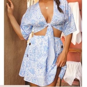 NWT Toluca swim matching set (skirt + tie front top)